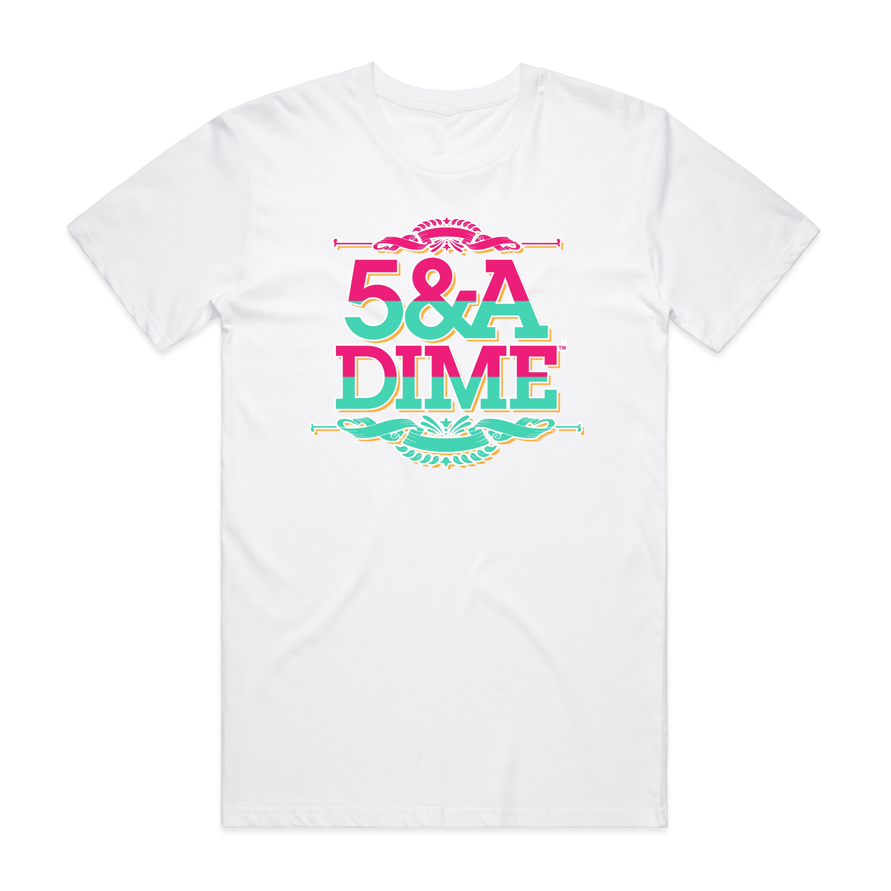 CLASSIC STACK LOGO TEE (WHITE/YELLOW/PINK/MINT) – 5&A Dime